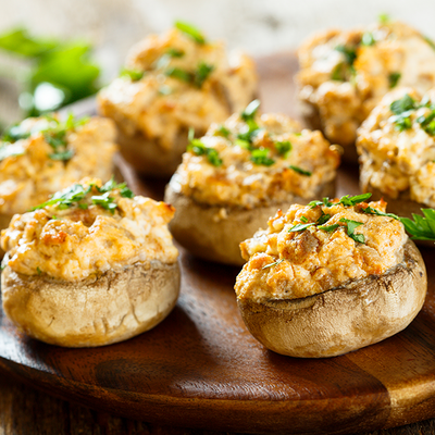 Truffled Artichoke Stuffed Mushrooms